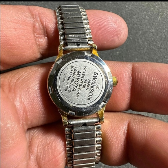 Swanson Miyota Ladies Quartz Watch Gold Tone Blue Dial Working New Battery - Picture 7 of 11